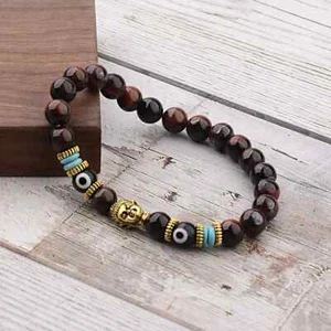 Natural Stone Evil Eyes Beads Bracelets for Man Charm Buddha Head Lucky Jewelry - Picture 1 of 20