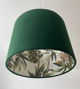 Pantalla de lámpara bosque verde natural mono hojas de palmera tambor sombra de luz - Imagen 1 de 7