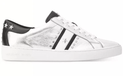 Nuevas Zapatillas Michael Kors Frankie Rayas Estrellas Rayas Tachuelas Metálicas Plata 9.5 Foto 1 de 2