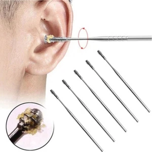 Removedor de cera de oído de acero inoxidable limpiador de oídos salud herramienta de limpieza de oídos cureta en espiral - Imagen 1 de 12