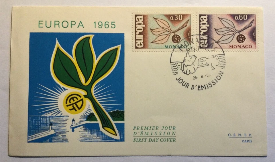 Timbre de MONACO    " enveloppe 1er jour Europa 1965 " - Photo 1/1