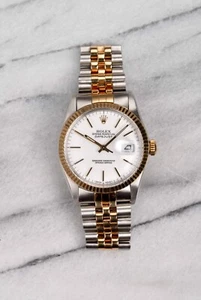 Vintage Rolex Datejust 80s Ref 16013 Vintage Automatic Two Tone White Dial 36mm - Picture 1 of 5