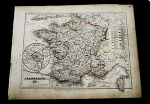 1849 MEYER'S-ATLAS = KARTE VON FRANKREICH 1849. KORSIKA-PARIS UND UMGEBUNG.AETNA - Bild 1 von 2
