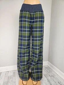 WeWoreWhat Revolve Womens Pants Small Low Rise Classic Plaid Navy Green Twill - Picture 1 of 9