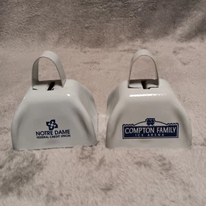 Notre Dame Hockey Souvenir White Cowbell Blue ND Compton Family Ice Arena ND FCU - Picture 1 of 10