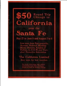 1902 Santa Fe Railroad Antique Print Ad Round Trip Chicago To California Train - Picture 1 of 2