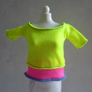 NEW Barbie Made To Move Doll Yellow & Pink Yoga Top T-Shirt Tee Clothing - Picture 1 of 3