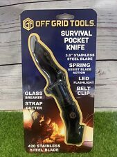 Off Grid Tools Survival Knife, LED Flashlight, Glass Breaker, Strap Cutter New