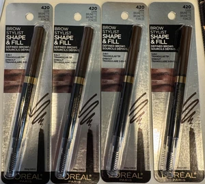 4 L'oreal LOREAL Brow Stylist SHAPE & FILL 420 DARK BRUNEETE NEW SEALED - Picture 1 of 3