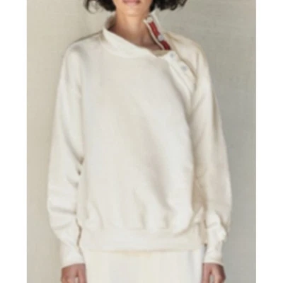 Sundry Eggshell Fleece Pullover Women's Sz 2 Medium Snap Neck 100% Cotton NWT - Image 1 of 4