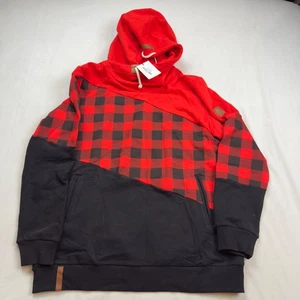 Ampersand Ave Women's Red Black Buffalo Plaid Hooded Sweatshirt Hoodie XXXL NWT - Picture 1 of 9