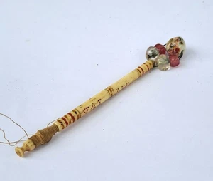 Antique bone lace bobbin, spot inscribed 'Sally' with spangles. Victorian. - Picture 1 of 11