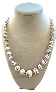 "Collar vintage blanco multicolor salpicaduras pintura graduada cuentas 22""" - Imagen 1 de 9