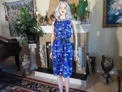 Marni Blue Abstract Print Sleeveless Cotton Dress Size IT 38- US 2 - Image 1 of 4