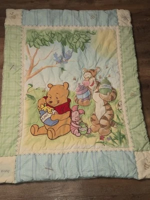 Disney's Classic Winnie The Pooh & Friends Baby Blanket/ Crib Embroidered HTF  - Image 1 of 4