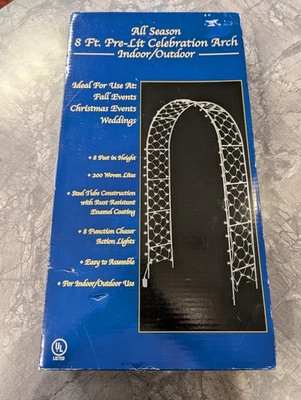 8 Ft Pre Lit Celebration Arch 200 Lites Indoor/ Outdoor- Brand New - Image 1 of 4