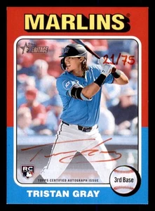 2024 Topps Heritage Real One Autographs High Number Red Ink #ROA-TG Tristan Gray - Picture 1 of 2