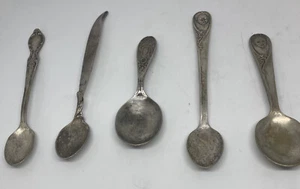 Vintage Lot Of 5 SilverPlate Baby Spoons, Gerber, Rogers, Brian's - Picture 1 of 14