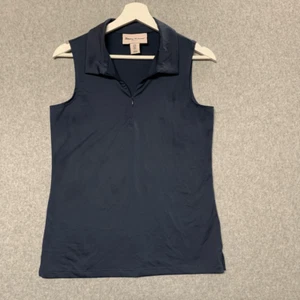 Camicia da golf Tommy Bahama donna taglia small senza maniche quarto zip blu navy - Foto 1 di 7