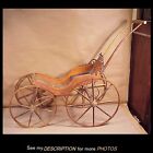 Antique 19th Century Victorian Doll Carriage Buggy Stenciled Wood Wheels