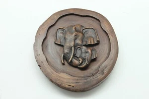  Wandrelief Elefant Paar Afrika Teakholz Unikat Holz Skulptur Nr. 7 braun  - Bild 1 von 3