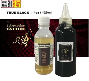Tattoo Ink 4oz 120ml Tattoo Pigment Pure Black Lining Shading green soap 100ml - Picture 1 of 2
