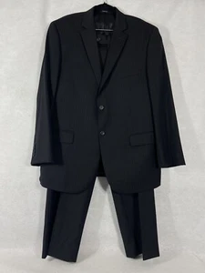 Pronto Uomo 2PC Pant Suit Men’s 46R Black Pinstriped 100% Wool - Picture 1 of 16