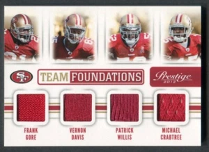 Panini Prestige FRANK GORE, PATRICK WILLIS, DAVIS, CRABTREE 49ers QUAD SWATCH - Picture 1 of 2