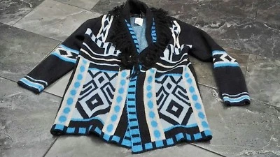 NUEVO CON ETIQUETAS H&M DIVIDIDO MUJER SUÉTER ENVOLVENTE FLECOS AZUL S M Foto 1 de 2