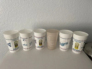 Lote de 6 tazas de recuerdo vintage de los Dodgers de Los Ángeles 1959 Serie Mundial/Rancho Quakes béisbol - Imagen 1 de 9