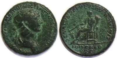 98-117 AD Roman Trajan Fortuna Redux 115-116 AD AE Sestertius RIC 652 - Image 1 of 3