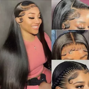 34 Inches 13x6 HD Transparent Lace Front Wigs Brazilian Human Hair For Women - Picture 1 of 11