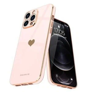 for Case for Girl Women Cute Love-Heart Luxury iPhone 12 Pro Max Light Pink - Picture 1 of 7