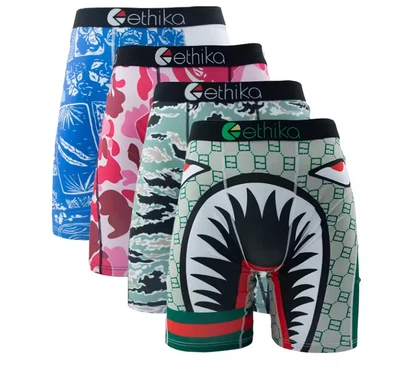 4 Pack- New Stylish Breathable Ethika Mens The Staple Boxer Briefs UK Size S-3XL