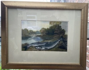 Fish By River Print By T A Russell Art Oil Painting - Picture 1 of 4