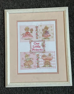 FRAMED COMPLETED CROSS STITCH: BABY PRINCESS : 45 x 37cm(SLIGHT MARKING) - Picture 1 of 1