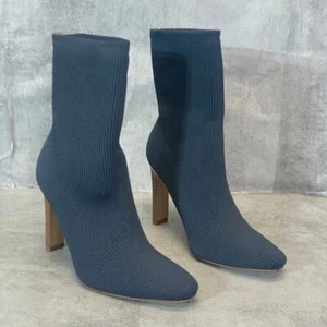 JOURNEE COLLECTION Slate Elissa Square-Toe Pull-On Slim Stack Heel Sock Boots - Picture 1 of 6