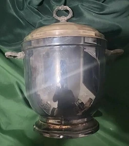 Vintage Sheridan Silver Plate Ice Bucket With Milk Glass Insert And Lid - Picture 1 of 7