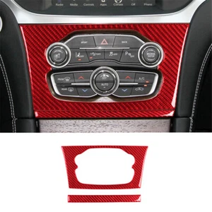 2Pcs Central Control Cover Trim Panel Carbon Fiber For Chrysler 300 2015-17 RED - Picture 1 of 11