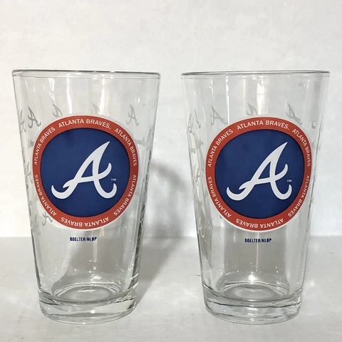 Atlanta Braves MLB Pint Glass 16 oz Cup Boelter/MLBP Set Of 2 Cover