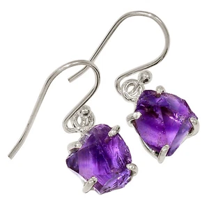 Orecchini in argento sterling 925 africano grezzo ametista naturale gioielli ALLE-17446 - Foto 1 di 1