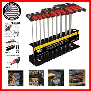 Ergonomic T-Handle Hex Key Set - 6-Inch Blades in 10 Sizes & Storage Stand - Picture 1 of 16
