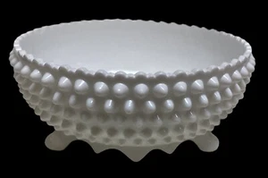 Fenton Milk Glass Hobnail 3 Footed  8" Diameter Bowl Candy Dish Crown Vintage  - Picture 1 of 11