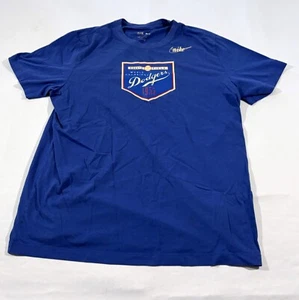 Los Angeles Dodgers Nike Blue Cooperstown Collection Tee T-Shirt Sz L STAINS - Picture 1 of 11