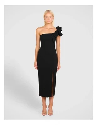 Pilgrim Ilaria One Shoulder Midi Dress in Black Current Stock Nwt  RRP 199 Sz 8 - image 1 of 4