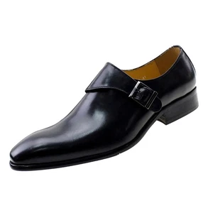 Santimon Herren US 8,5 Schwarz Einzelne Schnalle Mönch Riemen Halbschuhe Formell Elegant Schuhe - Bild 1 von 7