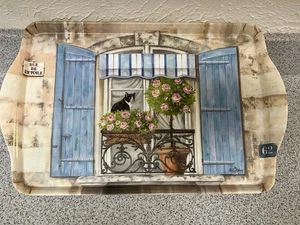 Home Essentials & Beyond Serving Tray French Window Cat Rue de L’Etoile 15x10”  - Picture 1 of 9