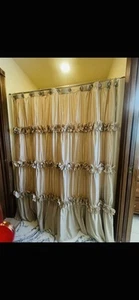 SHOWER CURTAIN BEIGE 72 X 72 PRE OWNED  - Picture 1 of 2