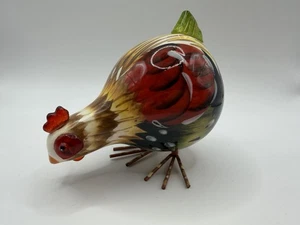 Gallo Ceramic Rockin Rooster Chicken Hand Painted - 11cm - Foto 1 di 7
