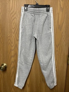 Girls Adidas Gray White Stripe Sweatpants Jogger Reg Fit Size M 10/12 Kids Youth - Picture 1 of 8